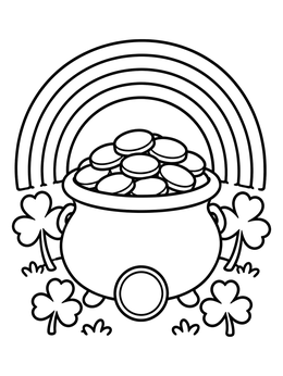 Free printable Pot Of Gold Under Rainbow coloring page