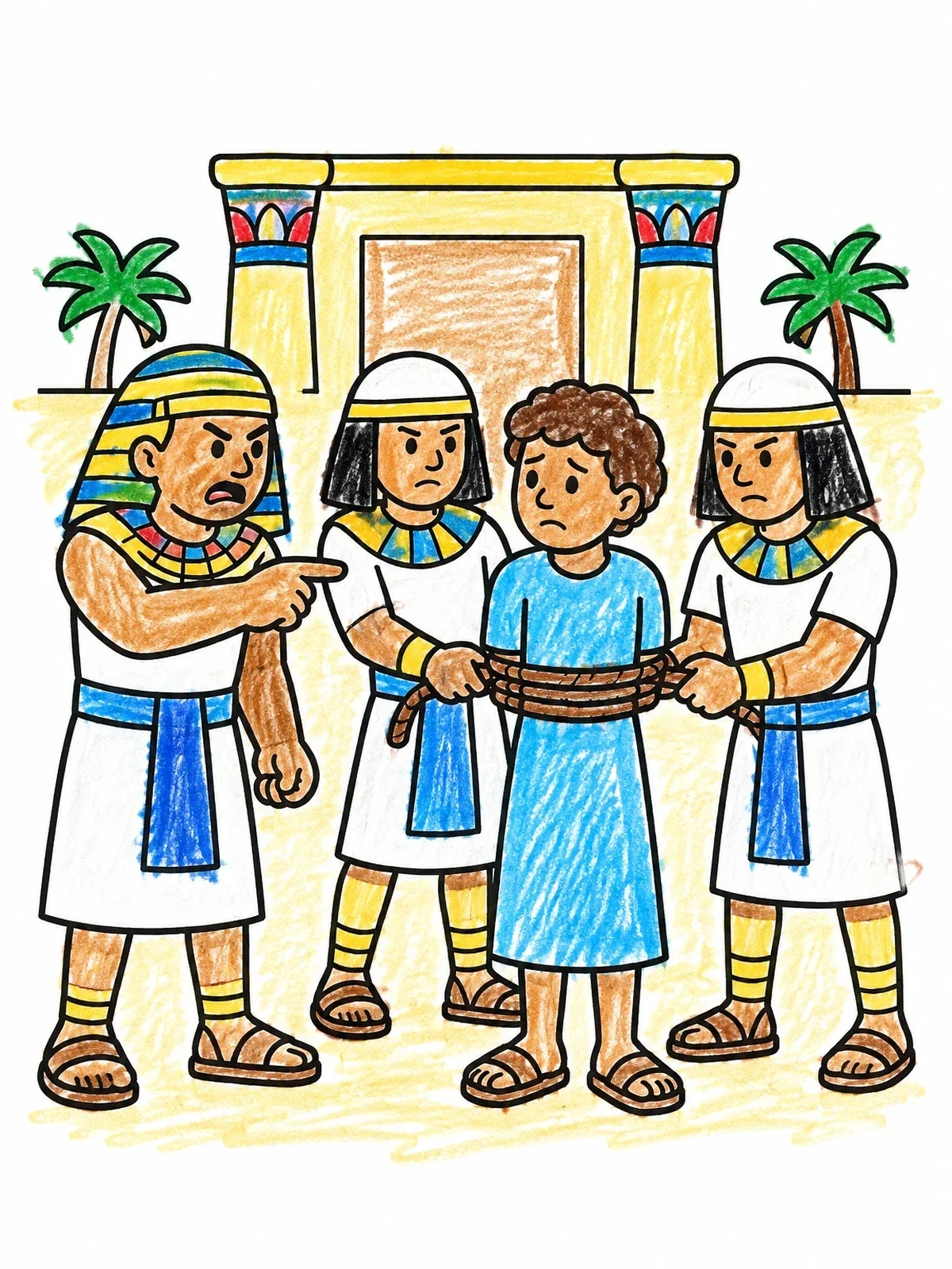Colored example of the Potiphar Accusing Young Joseph coloring page
