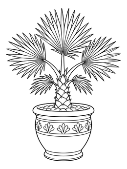 Free printable Potted Dwarf Fan Palm coloring page