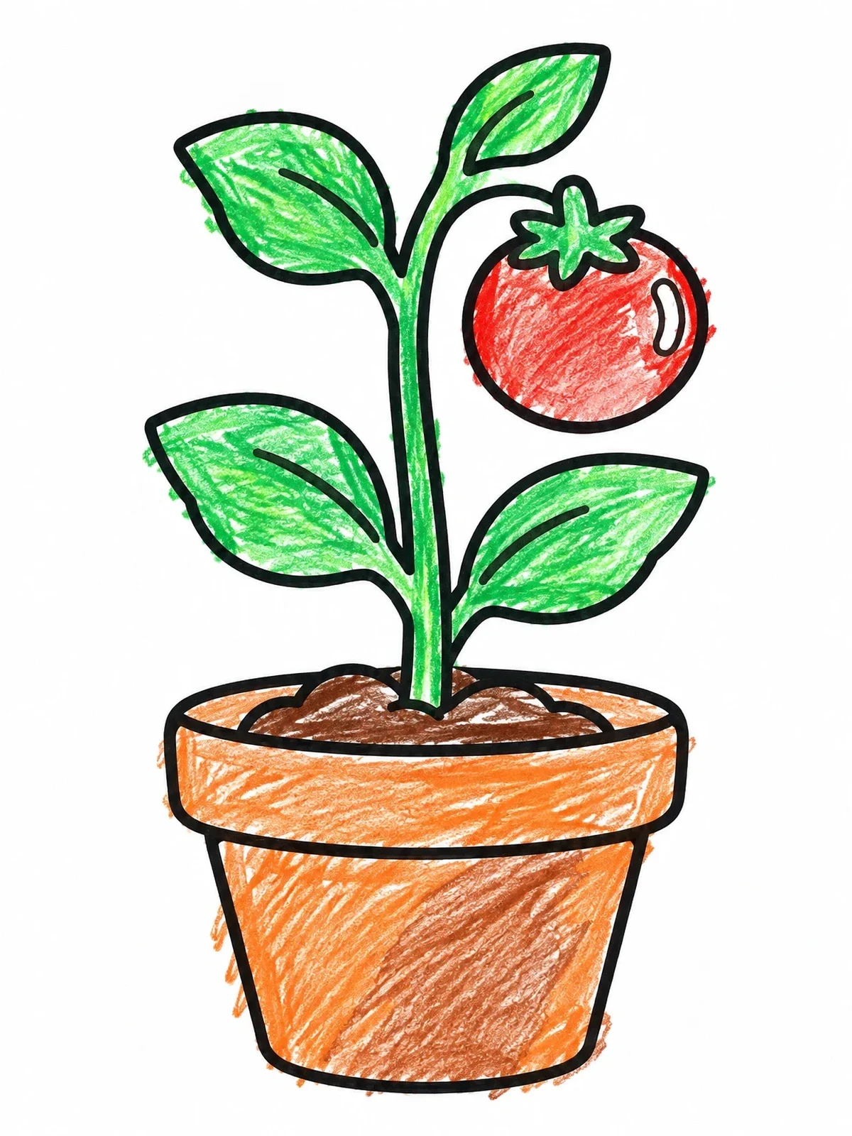Colored example of the Potted Tomato Plant With Fruit coloring page