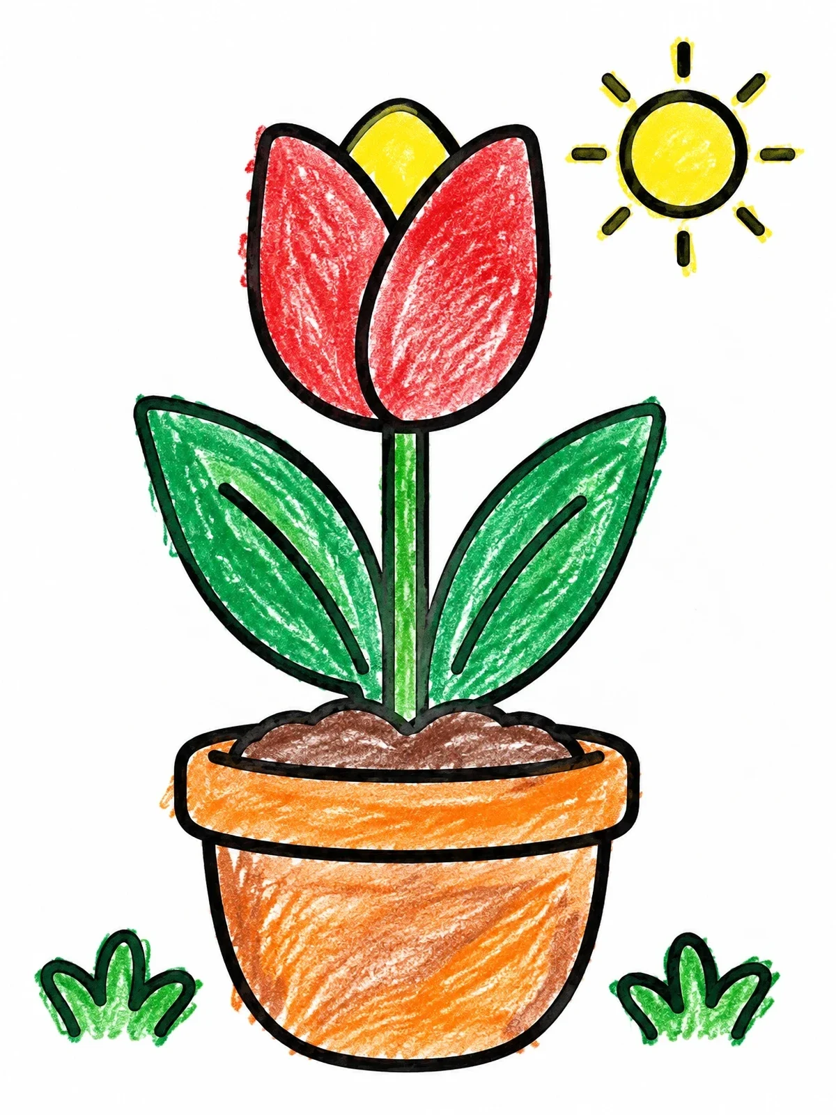 Colored example of the Potted Tulip Under The Sun coloring page