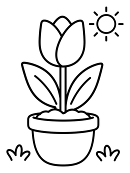 Free printable Potted Tulip Under The Sun coloring page