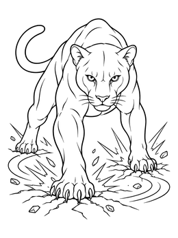 Free printable Powerful Panther Pouncing On Ground coloring page