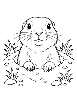 Free printable Prairie Dog Peeking From Burrow coloring page