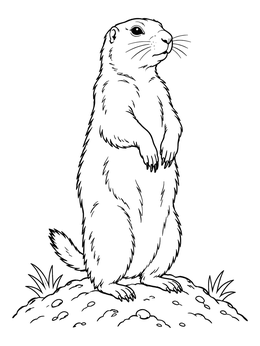 Free printable Prairie Dog Standing On A Mound coloring page