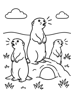 Free printable Prairie Dogs Chirping At Burrow coloring page