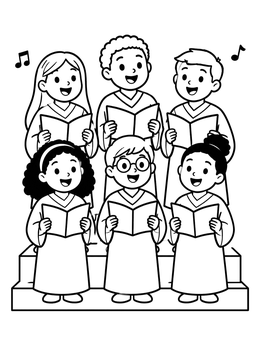 Free printable Children Choir Singing Hymns coloring page