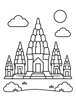 Free printable Prambanan Temple Spires coloring page