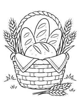 Free printable Basket Of Daily Bread And Wheat coloring page