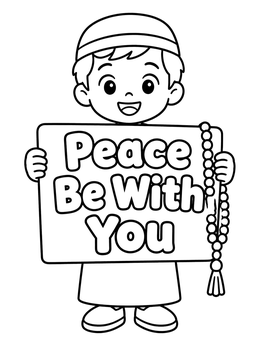 Free printable Boy Holding Peace Sign With Beads coloring page