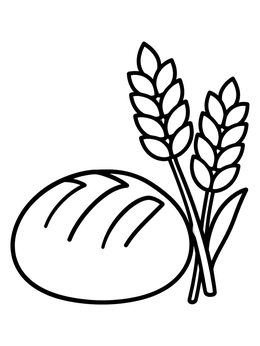 Free printable Bread Loaf And Wheat Stalks coloring page