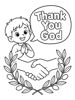 Free printable Child Praying With Handshake And Wreath coloring page