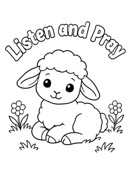 Free printable Sweet Lamb Listen And Pray coloring page