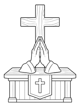 Free printable Praying Hands At An Altar coloring page