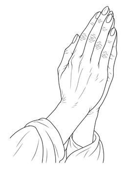 Free printable Detailed Clasped Hands In Prayer coloring page