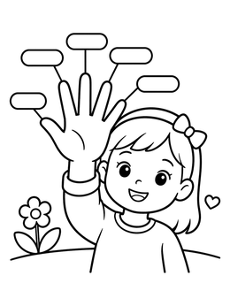 Free printable Five Finger Prayer Girl coloring page