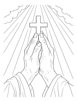 Free printable Praying Hands Holding A Cross coloring page