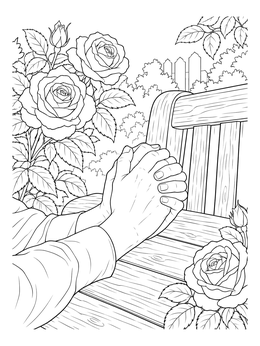 Free printable Praying Hands In A Rose Garden coloring page