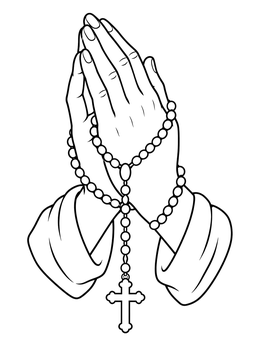 Free printable Praying Hands With Rosary Beads coloring page