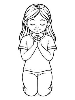 Free printable Young Girl Kneeling In Prayer coloring page