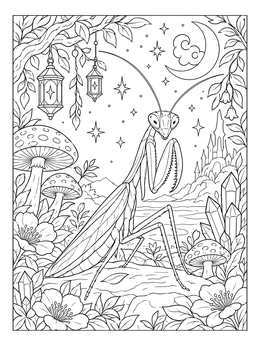 Free printable Praying Mantis In Night Garden coloring page