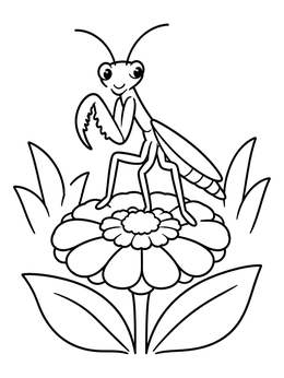 Free printable Praying Mantis On A Flower coloring page