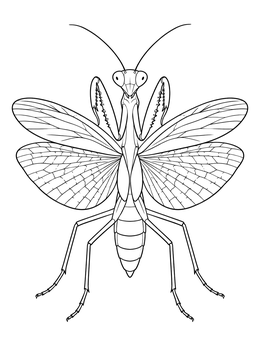 Free printable Praying Mantis With Open Wings coloring page