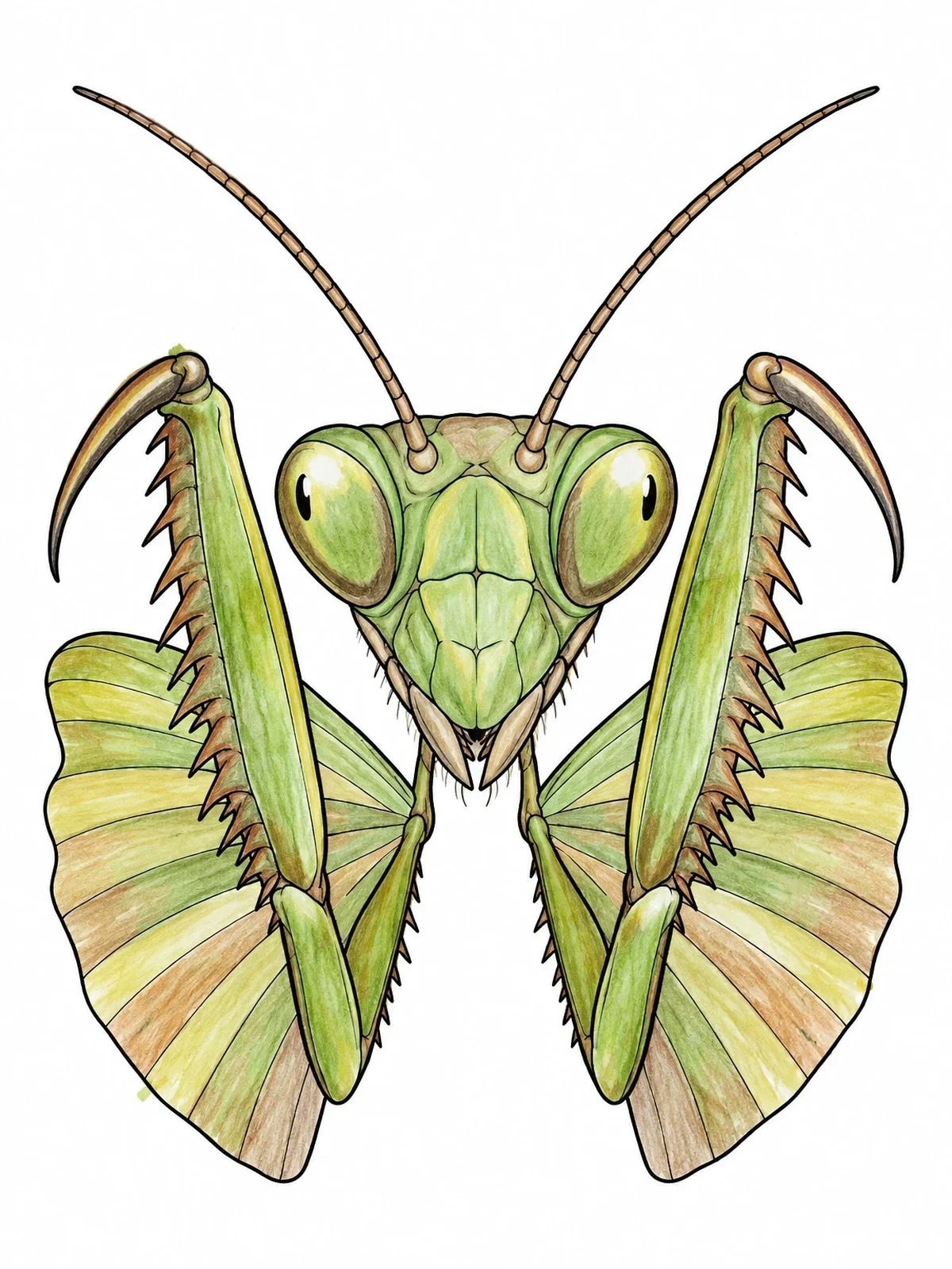 Colored example of the Praying Mantis In Threat Display coloring page