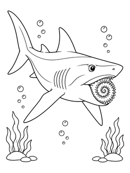 Free printable Prehistoric Helicoprion Swimming Underwater coloring page