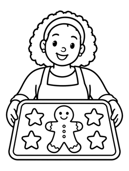 Free printable Baker Holding Fresh Holiday Cookies coloring page