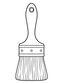 A wide chunky paintbrush featured in this preschool coloring page.