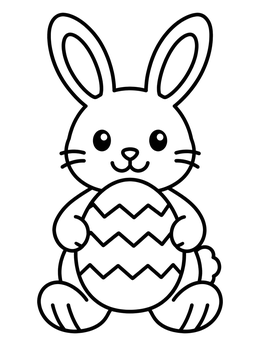 Free printable Cute Easter Bunny With Zigzag Egg coloring page