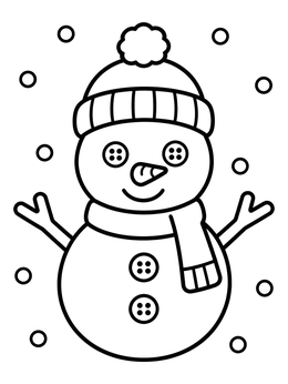 Free printable Cute Snowman With Beanie Hat coloring page