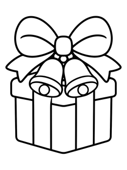 Free printable Gift Box With Bow And Bells coloring page