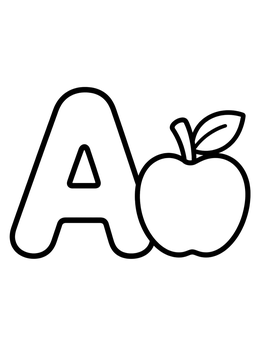 Free printable Letter A With Cute Apple coloring page