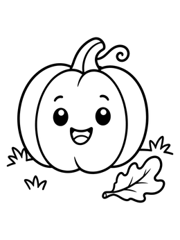 Free printable Smiling Pumpkin In Autumn Patch coloring page