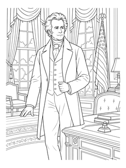 Free printable President Andrew Jackson In The White House Study coloring page