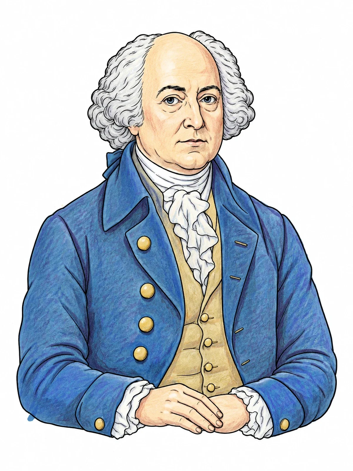 Colored example of the President John Adams Historical Portrait coloring page