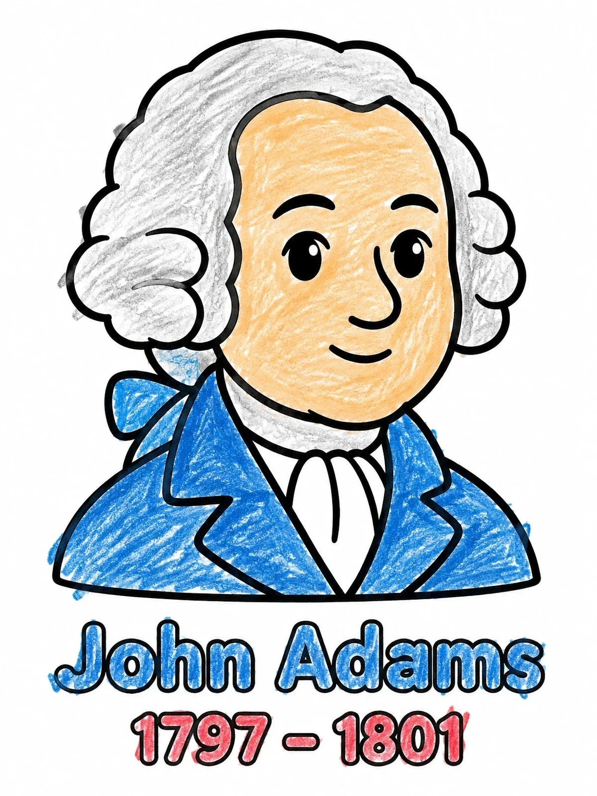 Colored example of the President John Adams Portrait coloring page