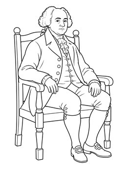 Free printable President John Adams In Armchair coloring page