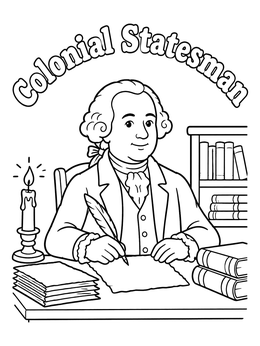 Free printable John Adams Writing At Desk coloring page