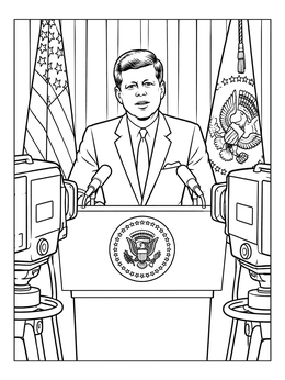 Free printable President Kennedy At The Podium coloring page