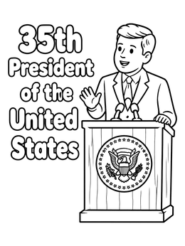Free printable President John F Kennedy At The Podium coloring page