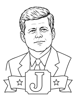 Portrait of the 35th US president in this clean john f kennedy coloring page.