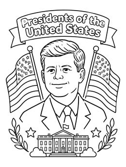 Free printable President John F Kennedy Portrait coloring page