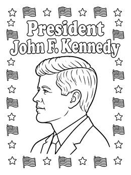 Free printable President John F Kennedy Profile coloring page