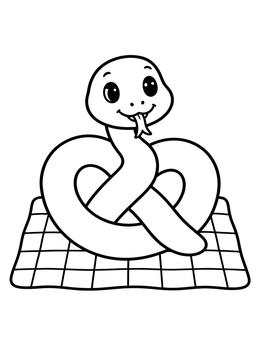 Free printable Pretzel Snake On A Picnic Blanket coloring page