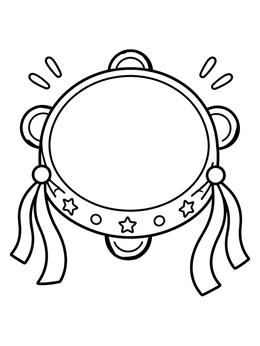 Free printable Festive Celebration Tambourine With Ribbons coloring page