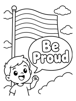 Free printable Happy Kid With Pride Flag coloring page