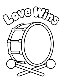 Free printable Love Wins Parade Bass Drum coloring page